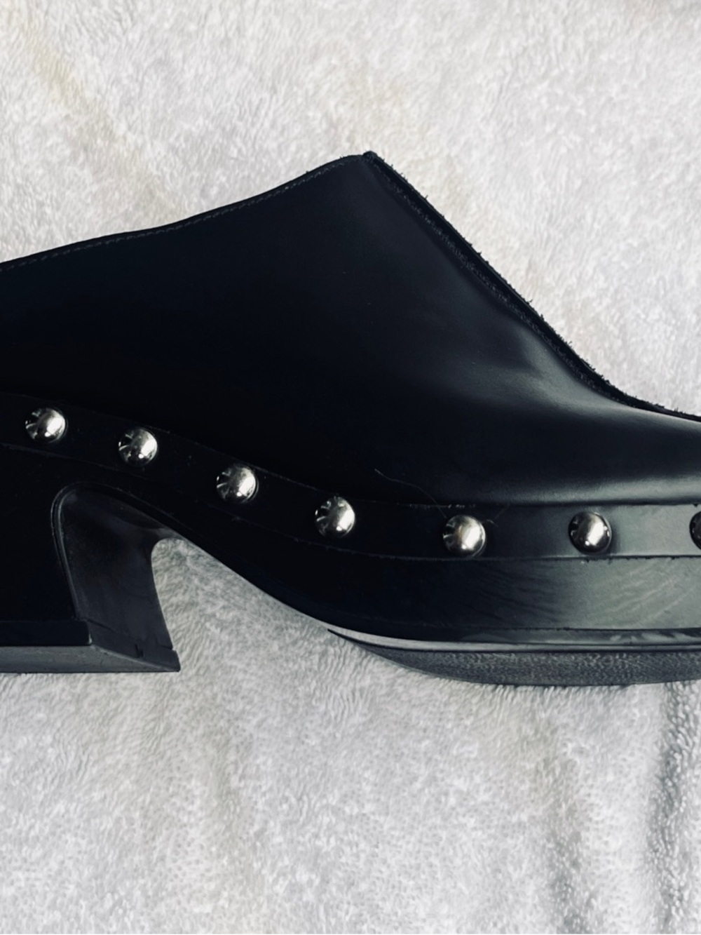 Zara Studded Black Leather Mule Clogs - Women - Picture 4 of 7